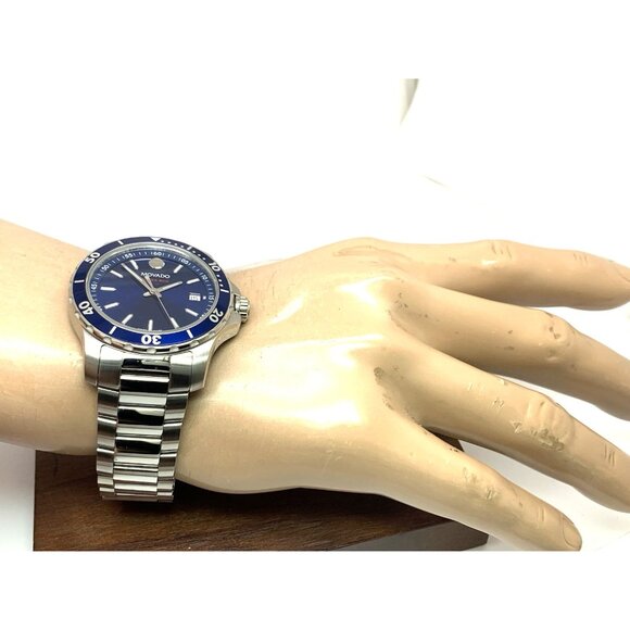 Movado Men's Watch 2600137 Series 800 Swiss Quartz Blue Dial Silver Steel 40mm - Picture 5 of 15